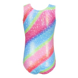 Kiscorpse Gymnastics Leotard for Girls, Long Sleeve/Sleeveless Dance Ballet Leotards Athletic Dancewear for Girl Gradient Color Sparkly Dancing Costume for Little Girl 5-12 Years