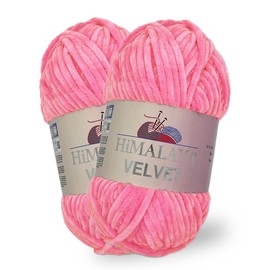 Himalaya Velvet, 100% Polyester, for Knitting Crochet, Chenille Knitting Yarn, Fluffy Yarn, Clothing, Baby Blankets, Each Skeins/Balls 100 g, 131 Yards 2 Skeins/Balls (90009)