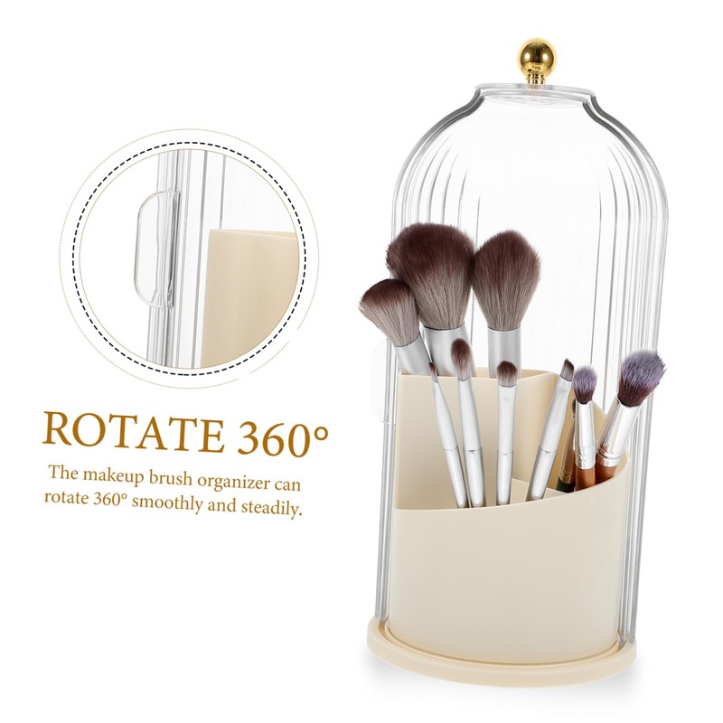 Ciieeo Rotatable Makeup Brush Organizer with Lid Stylish Transparent Cosmetic