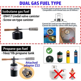 CAMPINGMOON Camping Grill Torch Dual Fuel Head Flame Adjustable for Charcoal Starter with Storage Case MT-3955/I-1010 (Propane + Isobutane)