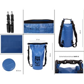 Xenobag Waterproof Bag 3 Litres Or 20 Litres/Dry Bag, Small/Ocean Pack 3 Litres Or 20 Litres / Waterproof Bag/Dry Bag With Adjustable Shoulder Straps and Safety Lock, blue