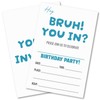 WENFLY Hey Bruh You In Birthday Party Invitations, Minimalist Blue-Style