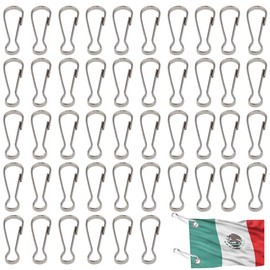Liwein 100 pieces flagpole clip 50mm metal lanyard hook stainless steel flagpole clip flagpole fastening snap spring clips for eyelet flag clothesline key ring
