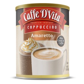Caffe D'Vita Amaretto Cappuccino Mix - Amaretto Cappuccino Instant Mix, Gluten Free, No Cholesterol, Hydrogenated Oils, or Trans Fat, 99% Caffeine Free - 16 Oz Can, 6-Pack
