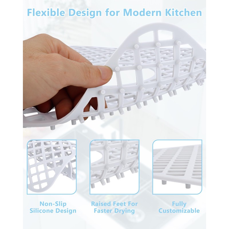 BEHOK 2 Pack Silicone Sink Protector for Kitchen Sink, Trellis