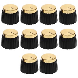 Pack of 10 Audio Knobs Wave Pots Amplifier Push On Audio Button Barrel Audio Button Compatible with Marshall Amp JCM 800 900 2000 Plexi JMP Black and Gold