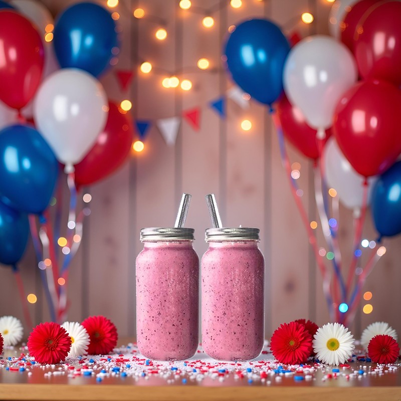 JARMING COLLECTIONS Reusable Freezer Safe Smoothie Cups with Lids and