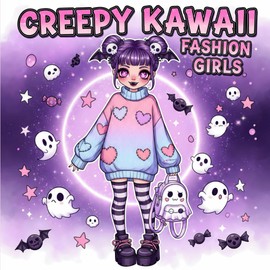 Creepy Kawaii Fashion Girls: A Relaxing Creepy Kawaii Coloring Book for Teens and Adults with Cute Horror Fashion, Pastel Goth Girls, and Spooky Fun