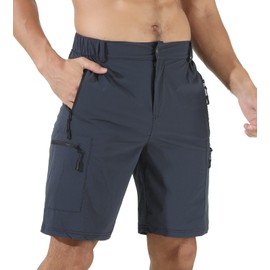 Suwangi Men's Cargo Hiking Shorts Outdoor Lightweight Quick-Dry Shorts Golf Walking Climbing Fishing Short with Zipper Pockets Blue