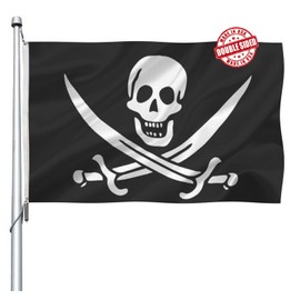 Pirate Jolly Roger Flag 3x5 Outdoor Double Sided- Heavy Duty Beach Decor Jack Rackham Skull Bones with Cross Knife Flags with 2 Brass Grommets 4 Rows Stitched