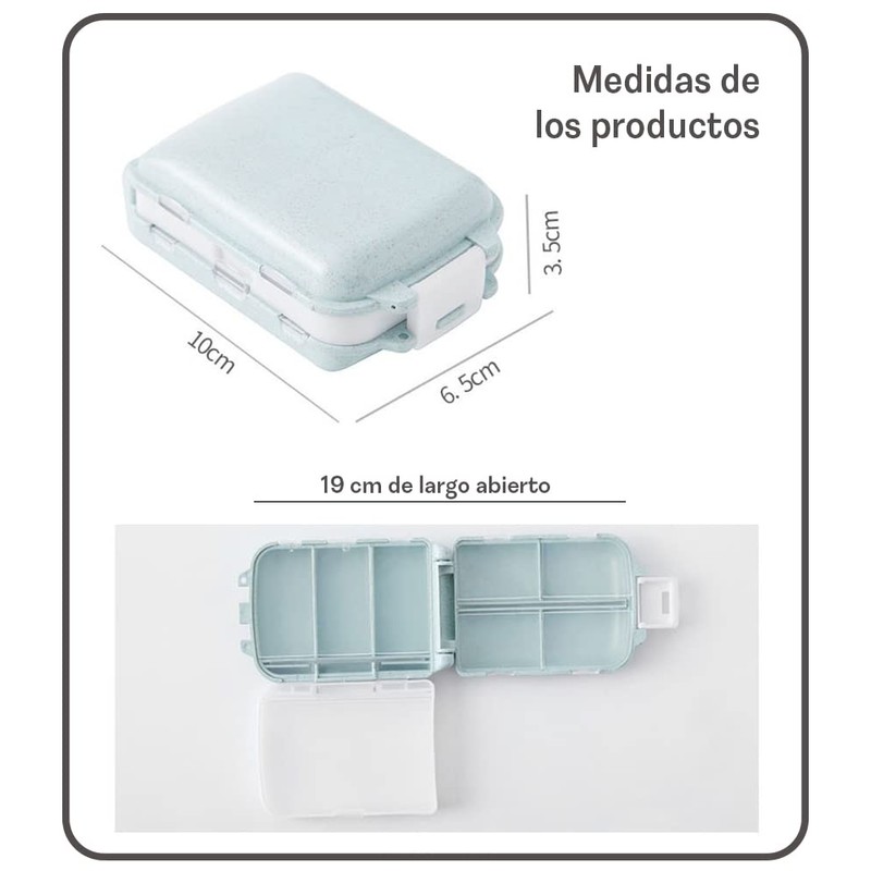 Mebix TRD Caja Organizadora de Pastillas Portátil con 8 Compartimentos