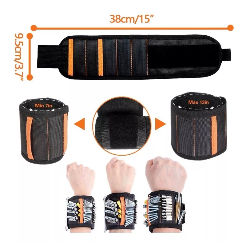 Bolsas Portaherramientas Pulsera Muñequera Magnética Para Tornillos Clavos Brocas
