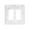 White Marble Faux Printed Double Gang Rocker Decorative Light Switch