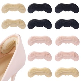 Greyoe Pack of 12 Heel Pads Shoes, Heel Cushions for Shoes, Women Men (3 mm 6 mm, Beige/Black/Pink) Non-Slip Bubble-Free - Heel Cushions for High Heels, Pumps, Leather Shoes