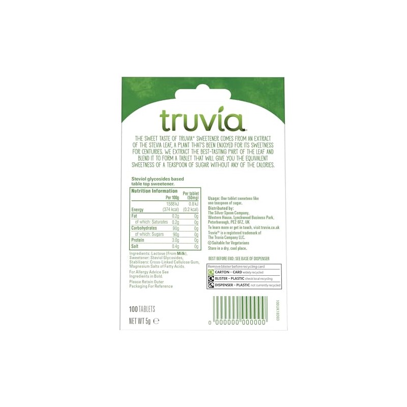 Truvia Stevia Leaf Sweetener Tablets - 2 x 100s Packs