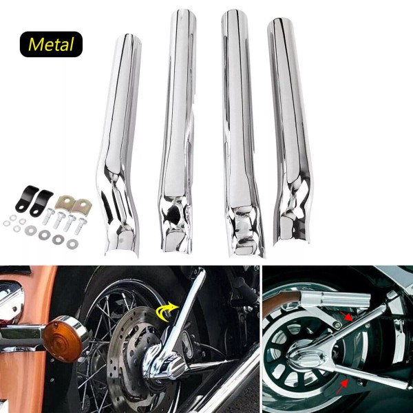 Unbranded Chrome Rear Swingarm Tube Covers Kit For Harley Softail