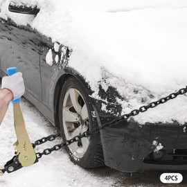 Ratcheting Chain Binder Kit, Easy Ratchet Chain Binder with Grab Working Load Tie Down Hooks Heavy Duty Tie Down Ratchet Load Binder for Trucks & Flatbed Trailers (1/4" - 5/16", 2 Pack)