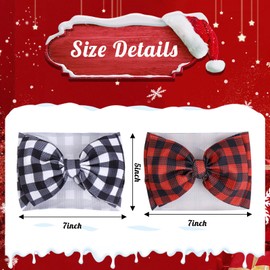 Baby Girl Headband, Pack of 2 Bow Checked Baby Headband, Christmas Baby Headbands for Girls, Headband Baby Girl, Christmas Baby Headband, Suitable for Babies, Newborns (C)