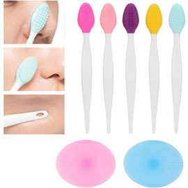 Silicona Labial Exfoliante, 5 Nariz y Labios, 2 Almohadillas Faciales, Limpiador de Poros Faciales