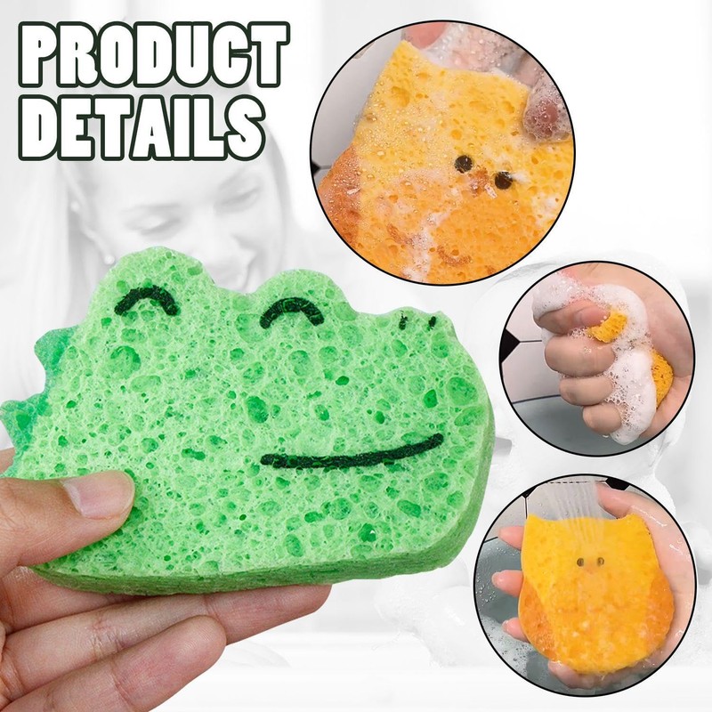 8 Pieces Baby Bath Sponges, Animal Sponge Cloths, Cute Cartoon