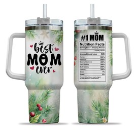 Sportyzen Mom Tumbler 40Oz With Handle & Straw - Best Mom Gifts Tumblers Gifts - Inspirational Gifts for Women Mom Grandma - Birthday, Christmas Gifts for Women Mama Mommy