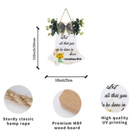 Let All You Do Be Done in Love Sign Farmhouse Style Wooden Plaque Bible Verse Wall Decor Art Hanging Home Door Office Church 12x10 Inches