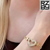 Chunky Heart 5A Zirconia Crystal Bracelet, 18-23cm, Razzberry Designer Jewellery