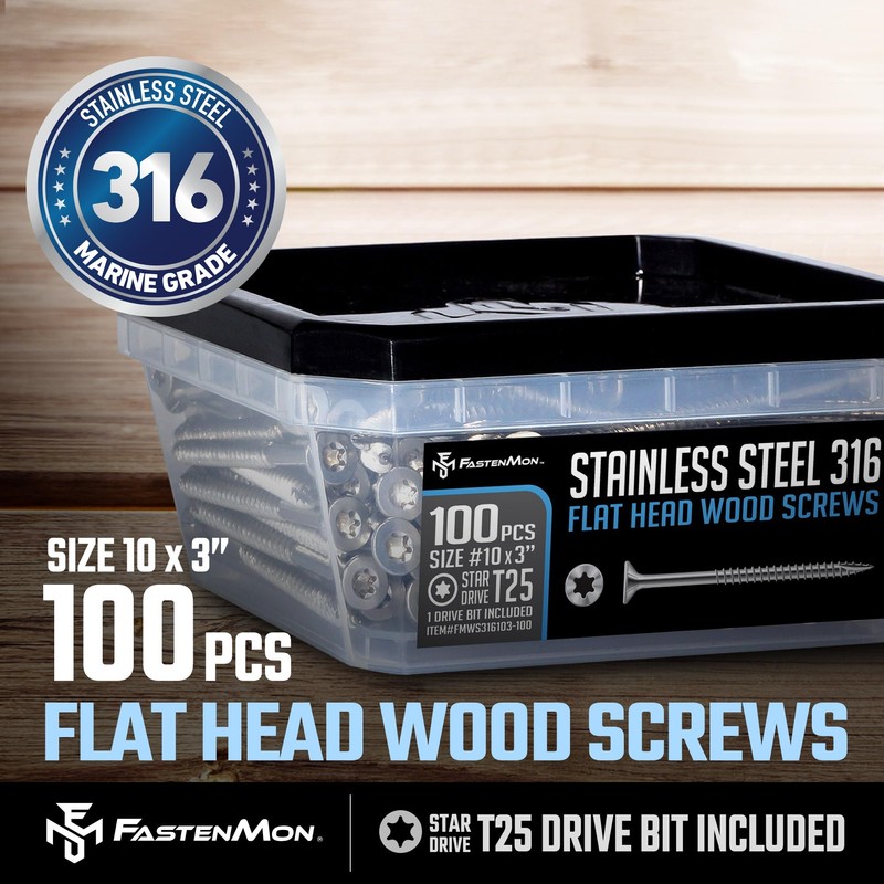 FM FastenMon #10 x 3 Marine Grade Type 316 Stainless