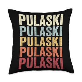 Pulaski New York Pulaski NY Retro Vintage Text Throw Pillow, 18x18, Multicolor