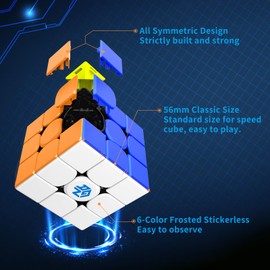 ROXENDA Gan 356 RS, Stickerless Gan 356 RS 3x3 Cube, Gan RS Speed Cube V3 System 3x3x3 for Beginners and Professionals, Gan 356 R Upgraded Version