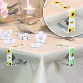 com-four® 6x tablecloth clips with motifs - table clips with lemons, shamrocks and sunflowers - tablecloth clips for indoors and outdoors