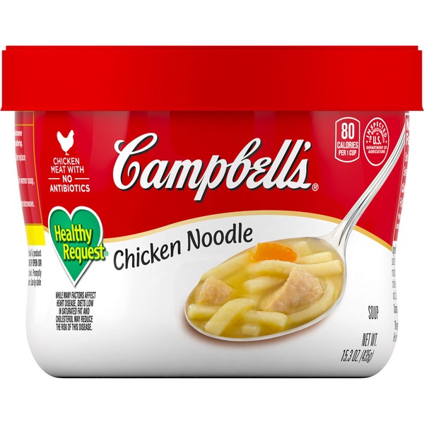 Campbell's Healthy Request Chicken Noodle Soup, 15.3 oz. Microwavable Bowl (Pack