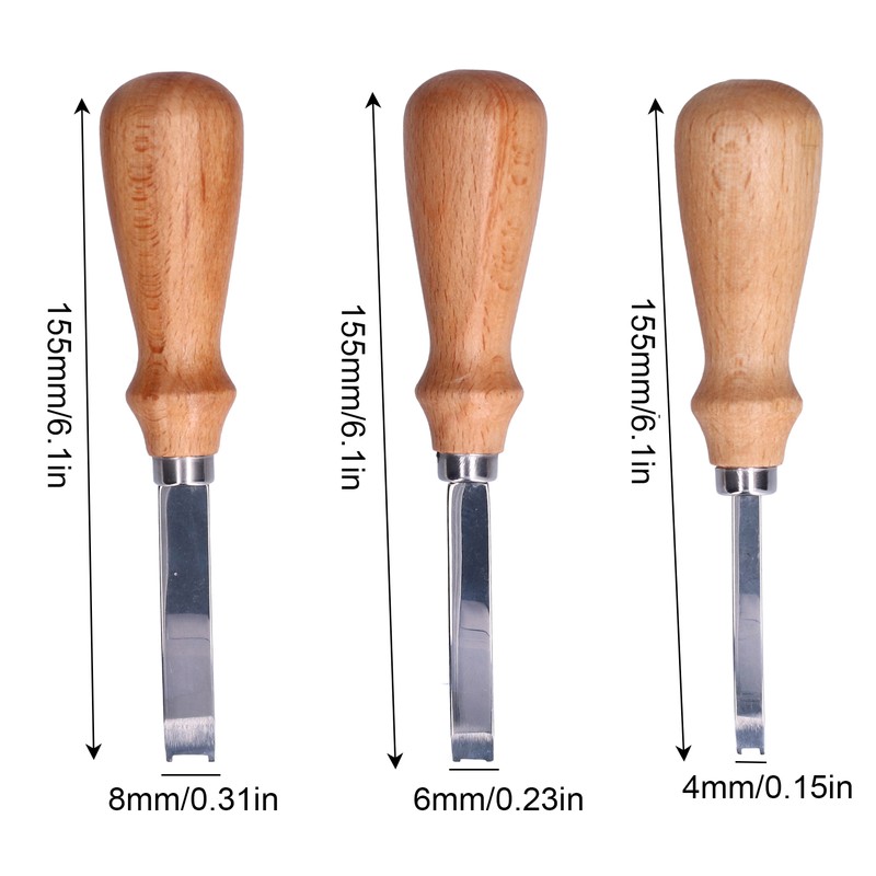 3Pcs Leather Edge Bevelers 4 6 8mm Stainless Steel Durable