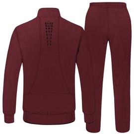 TBMPOY Men's Tracksuits Sweatsuits for Men Set Track Suits 2 Piece Casual Athletic Jogging Warm Up Full Zip Sweat Suits Wine Red/Black M