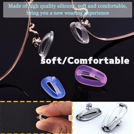 Eyeglasses Nose Pads 2 Pairs, Soft Silicone Glasses Nose Pads Replacement Kit for Glasses with Screws, 3 in 1 Mini Screwdriver