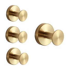 Orlif Bath Towel Hooks,4 Pack SUS304 Stainless Steel Robe Coat Robe Clothes Hook，Heavy Duty Wall Hook for Bathroom & Kitchen Garage Hotel Wall Mounted (Gold)