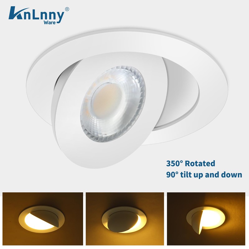 KnLnny Ware Gimbal Recessed Lighting 4 Inch 6 Pack, Ajustable
