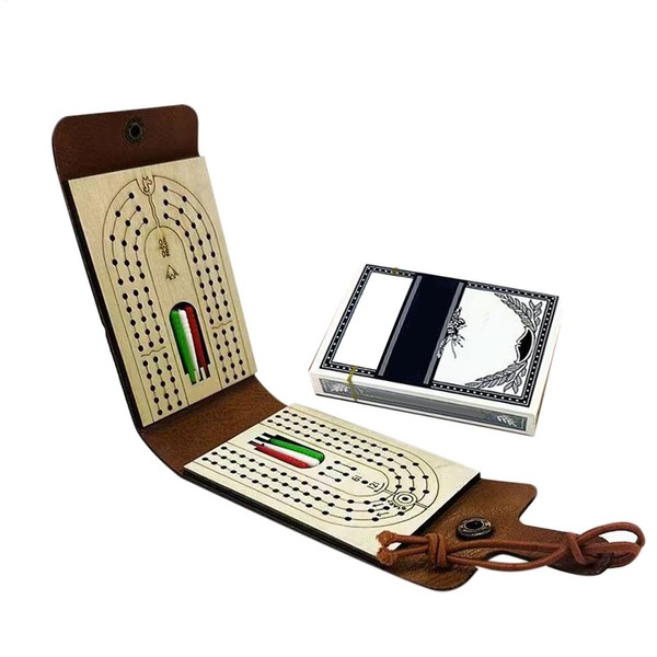 Folding Cribbage Board Game Set,Wooden Cribbage Board with Storage |