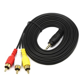 3.5 mm to RCA AV Camcorder Video Cable,3.5mm Male to 3RCA Male Plug Stereo Audio Video AUX Cable Smartphones,MP3, Tablets,Speakers,Home Theater - 3.5mm Straight 2.5m