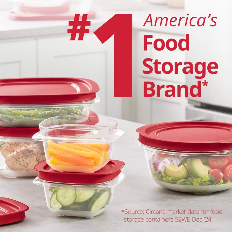 Rubbermaid EasyStore Rectangle, Square, and Round Containers, 34-Piece Set, Food