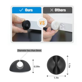 Hzyxgs Cable Clips, Desk Cable Management Cord Organizer, 6 Pack White Self Adhesive Cord Holder Cable Clips, Wire Cable Holder for Nightstand, Desk, Office or Mouse Cord (White)