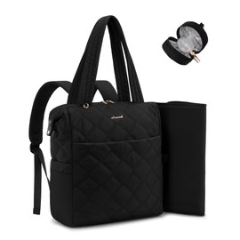 LOVEVOOK Diaper Bag Backpack,Diaper Bag Tote for Mom Dad with Changing Pad,Insulated Pockets, Convertible Lightweight Mom Backpack with Pacifier Case（Black）