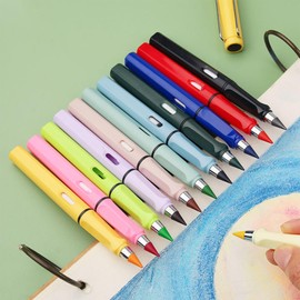 Pack of 12 Perpetual Pencil Colouring Pencils, with 12 Replacement Tips, Reusable Infinite Pencil, Unlimited Writing, Replaceable Graphite Pencil, for Student Artist Drawing Writing