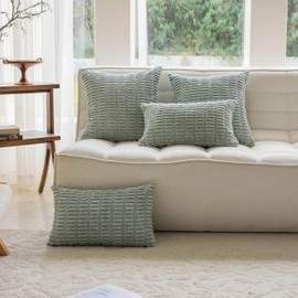 Home Brilliant 60 x 60 Cushion Covers Sage Green, Modern Plain Design Extra Large Cushions for Sofa, Green Cushion Covers with Invisible Zip, Set of 2, Sage Green, 60cm