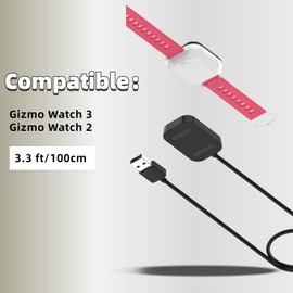 QHBAMD Compatible for Gizmo Watch 3 2 1 Charger Cable - Magnetic Charging Dock Accessories for Gizmo Watch Kids Smartwatch Adapter Replacement (Black)