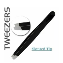 Unbranded Professional Eyebrow Tweezer Slant Tip Stainless Steel Beauty Tool Matt Black