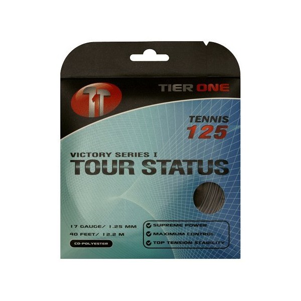 Tier One Tour Status Co-Polyester Tennis String (Set - Black, 18 Gauge (1.20 mm) - 12.2 m Set)