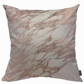 Mugod Fantasy Marble Cushion Cover Throw Pillow Covers Rose Gold Rock Stone Surface Natural Marble Slab Pillow Case for Men Women Decorative Home Sofa Chair Couch 45x45cm/18x18 Inch