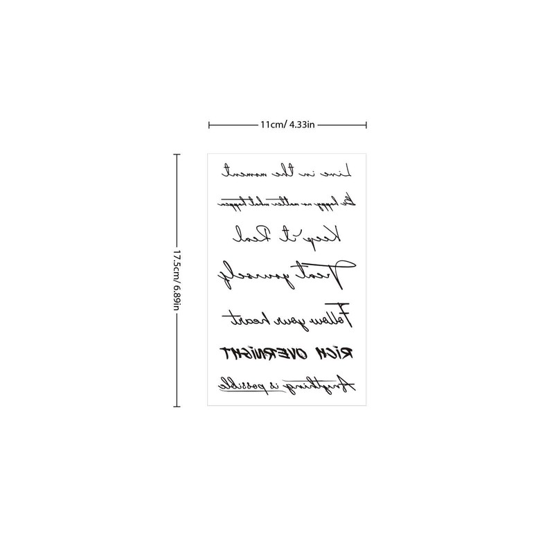 9 Sheets Realistic English Word Temporary Tattoos Stickers,70 Pcs Inspirational