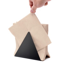 xympo Self-Adjusting Napkin Holder – Compact Black Metal Dispenser for Standard Paper Napkins, Ideal for Kitchen Countertops